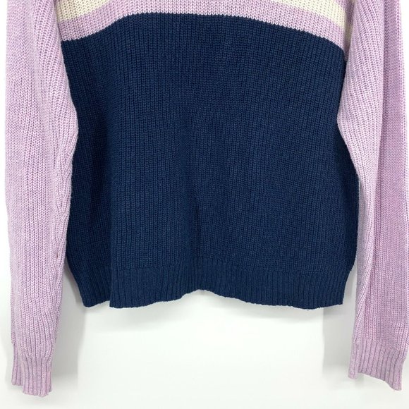 American Eagle Sweater Purple Blue Colorblock Stripe Pullover Knit - Picture 5 of 9